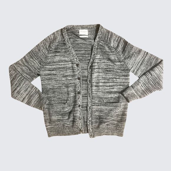 Saturdays Surf NYC Rib Knit Cotton Cardigan Sweater Medium Gray